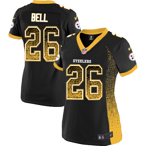 Nike Steelers #26 Le'Veon Bell Black Team Color Women's Stitched NFL Elite Drift Fashion Jersey - Click Image to Close